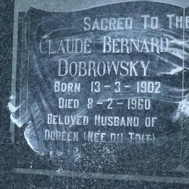 DOBROWSKY Claude Bernard 1902-1960 &amp; Doreen DU TOIT -1965 