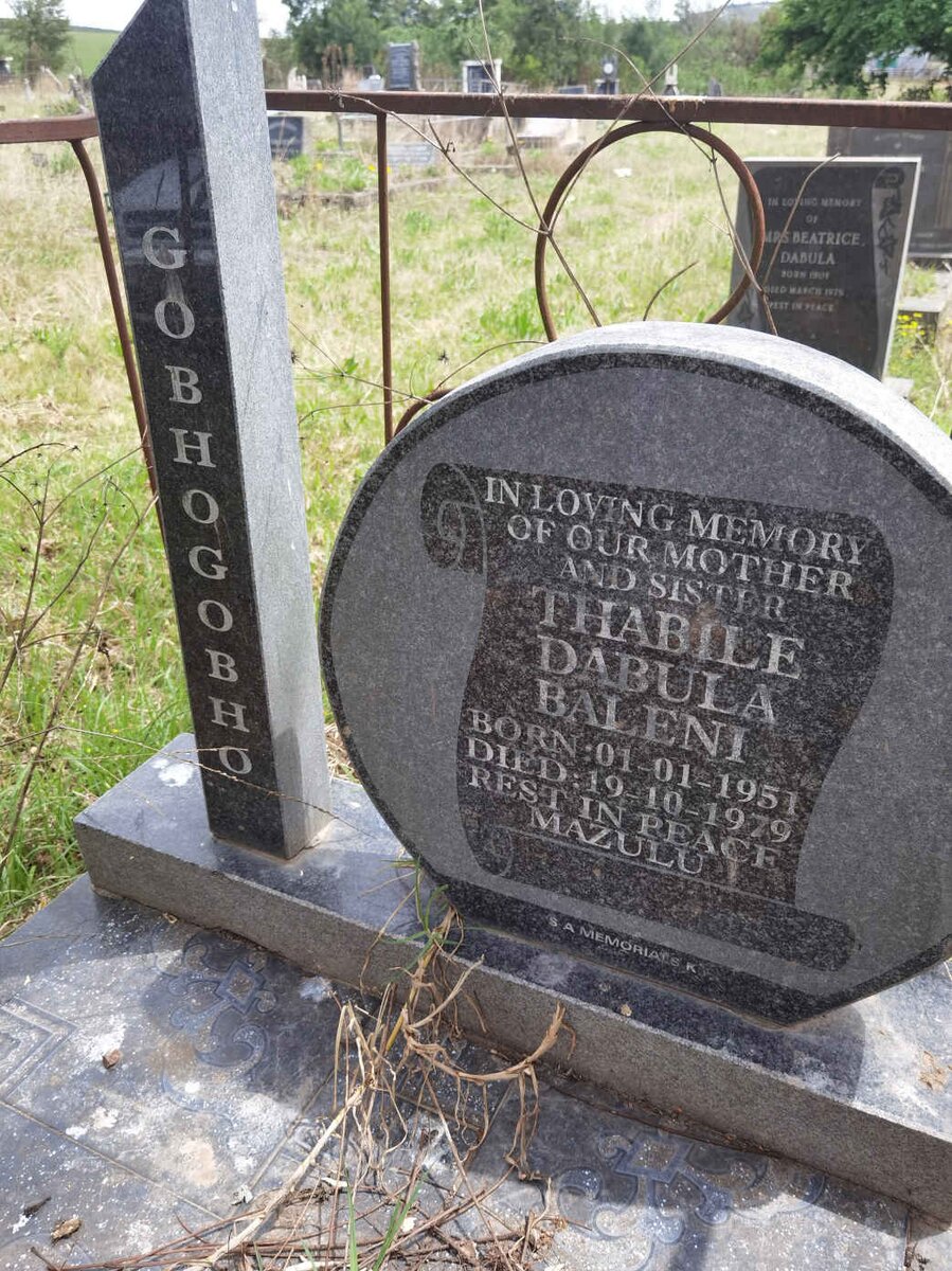 GOBHOGOBHO Thabile Dabula Baleni 1951-1979