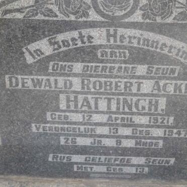 HATTINGH Dewald Robert Ackloo 1921-1947