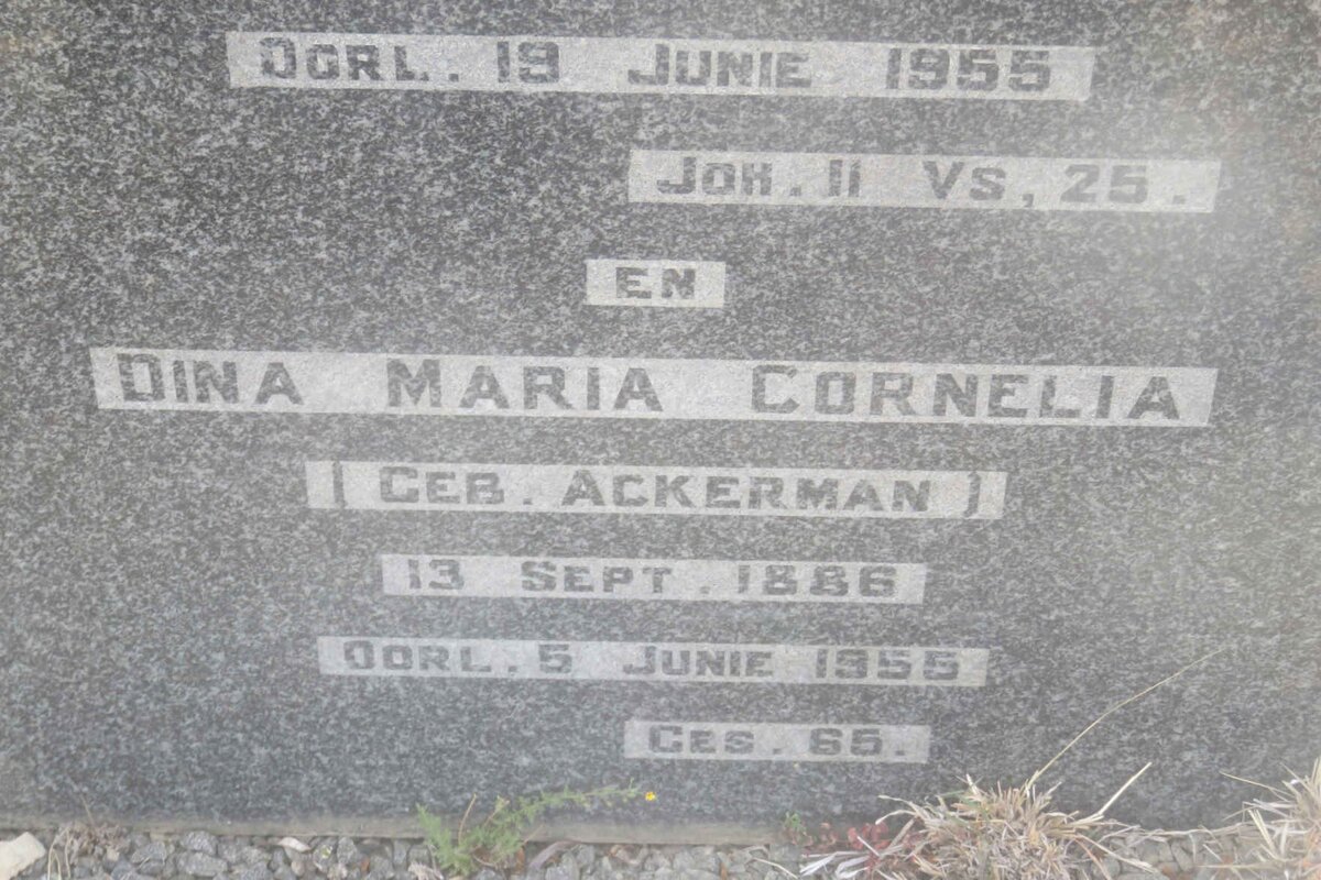 HATTINGH Cornelius Frederick 1877-1955 &amp; Dina Maria Cornelia ACKERMAN 1886-1955