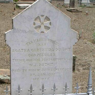 TOIT Agatha Gertruida, du nee PIENAAR  -1893
