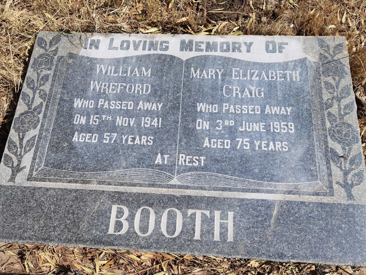 BOOTH William Wreford -1941 &amp; Mary Elizabeth Craig -1959