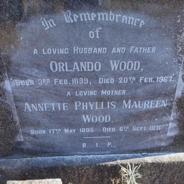 WOOD Orlando 1899-1967 &amp; Annette Phyllis Maureen 1895-1971