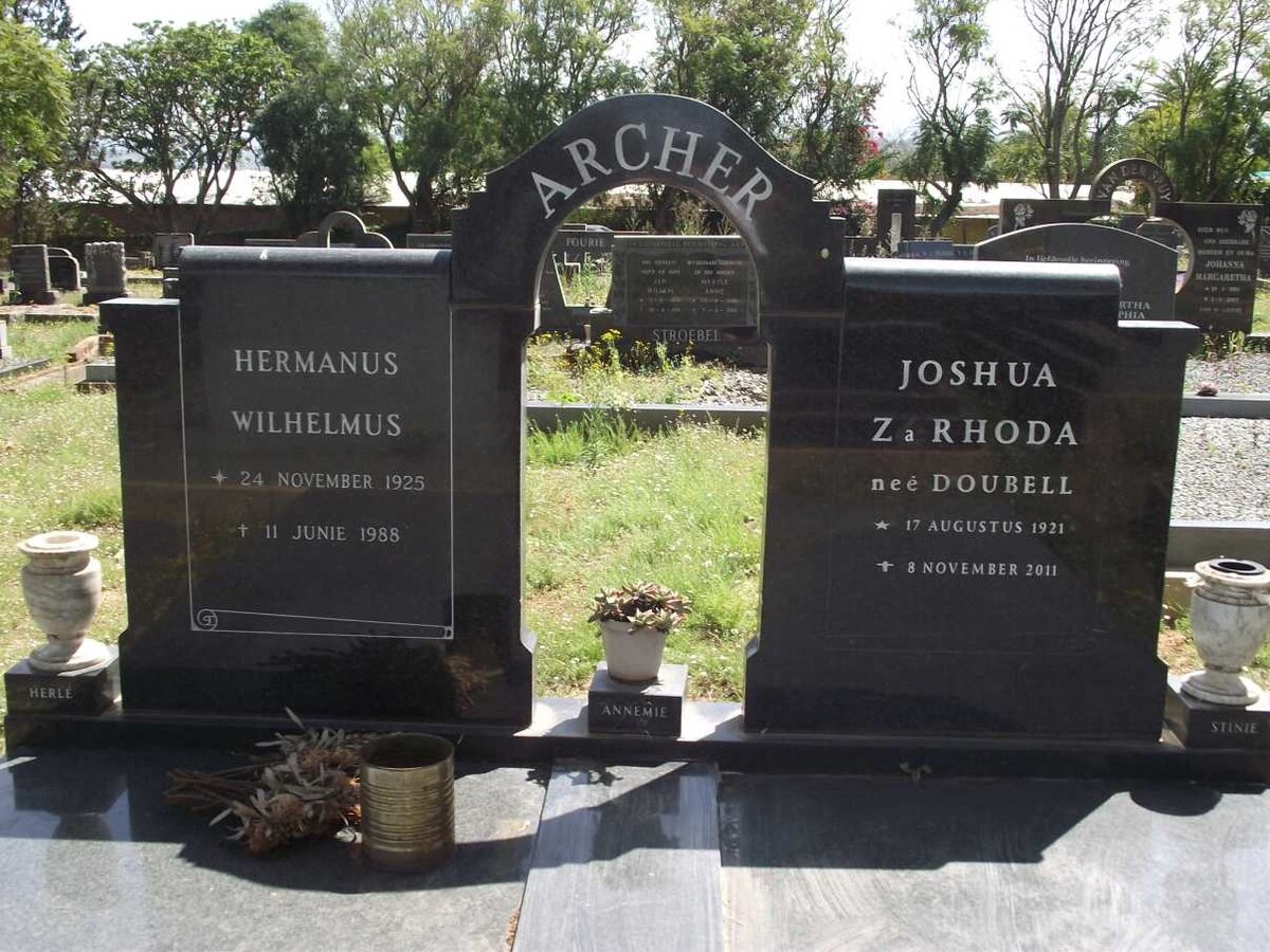 ARCHER Hermanus Wilhelmus 1925-1988 &amp; Joshua ZaRhoda DOUBELL 1921-2011