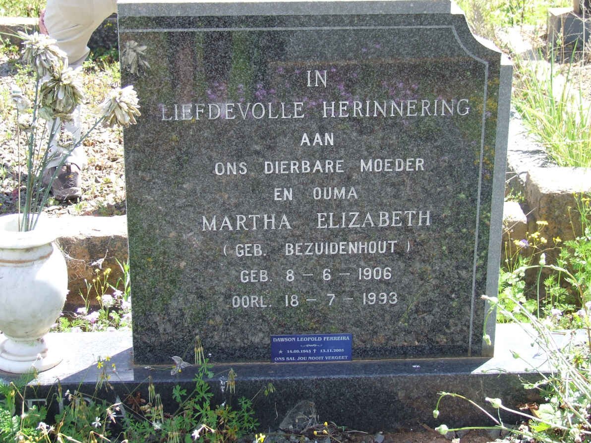 FERREIRA Martha Elizabeth BEZUIDENHOUT 1906-1993