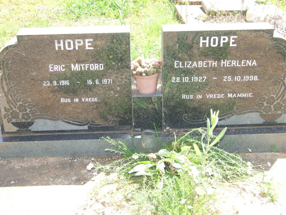 HOPE Eric Mitford 1916-1971 &amp; Elizabeth Herlena 1927-1998