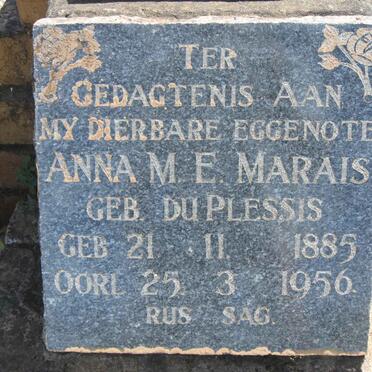 MARAIS Anna M.E. DU PLESSIS 1885-1956