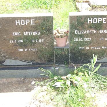 HOPE Eric Mitford 1916-1971 &amp; Elizabeth Herlena 1927-1998