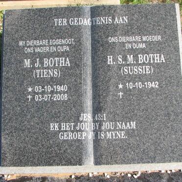 BOTHA M.J. 1940-2008 &amp; H.S.M. 1942-