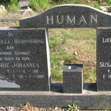 HUMAN Jurie Johannes 1911-1980 &amp; Susanna Magdalena 1912-1991