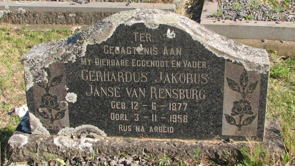 RENSBURG Gerhardus Jakobus, Janse van 1877-1958