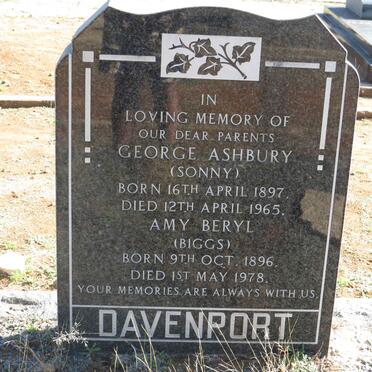 DAVENPORT George Ashbury 1897-1965 &amp; Amy Beryl BIGGS 1896-1978