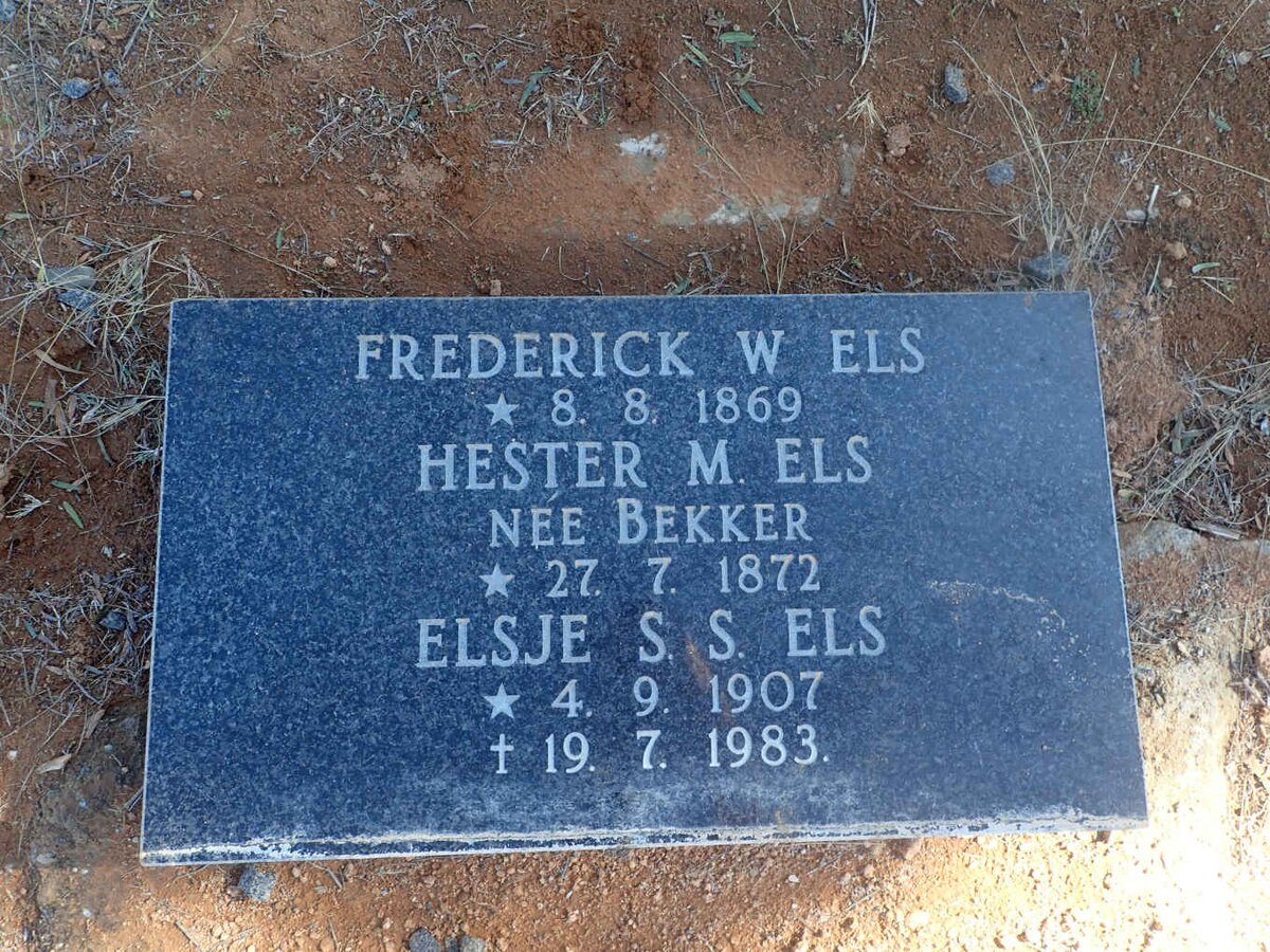 ELS Frederick W. 1869- &amp; Hester M. BEKKER 1872- :: ELS Elsje S.S. 1907-1983