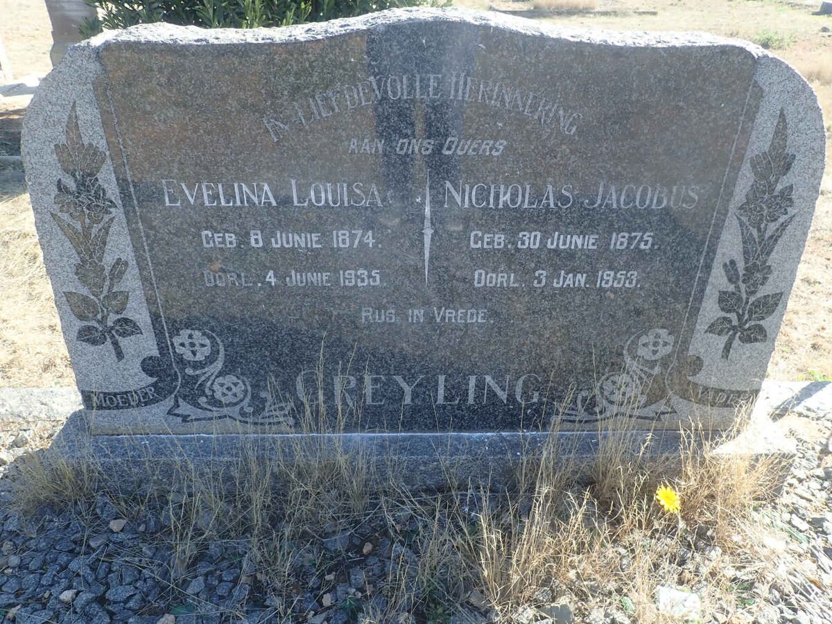 GREYLING Nicholas Jacobus 1875-1953 &amp; Evelina Louisa 1874-1935