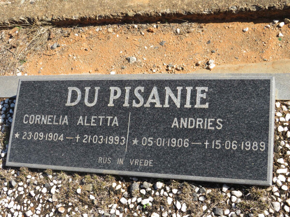 PISANE Andries, du 1916-1989 &amp; Cornelia Aletta 1904-1993