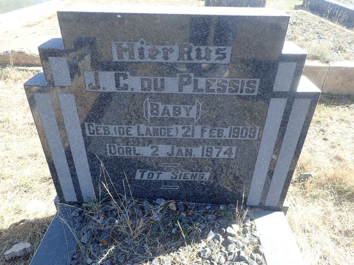 PLESSIS J.C., du nee DE LANGE 1909-1974