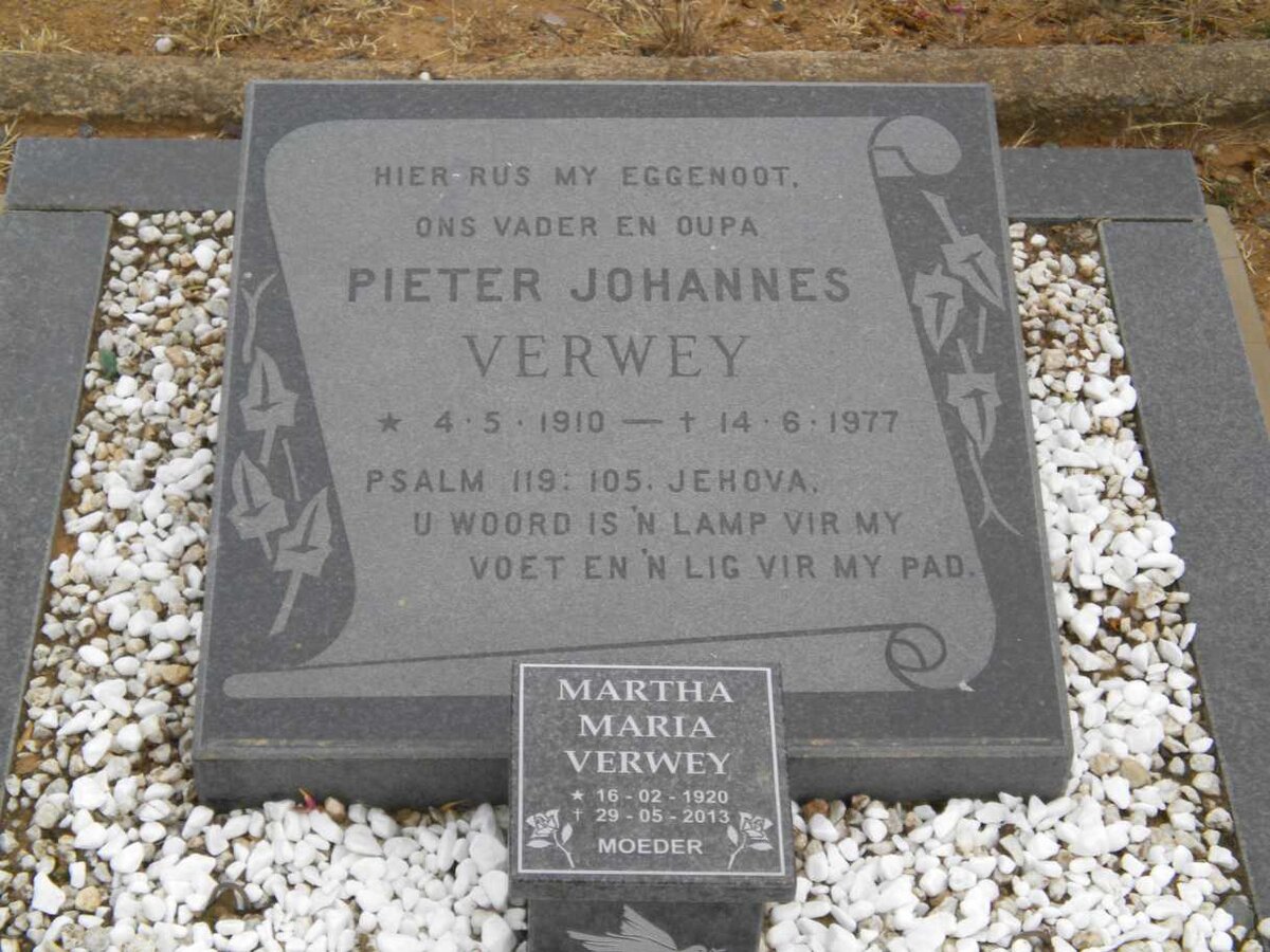 VERWEY Pieter Johannes 1910-1977 &amp; Martha Maria 1920-2013