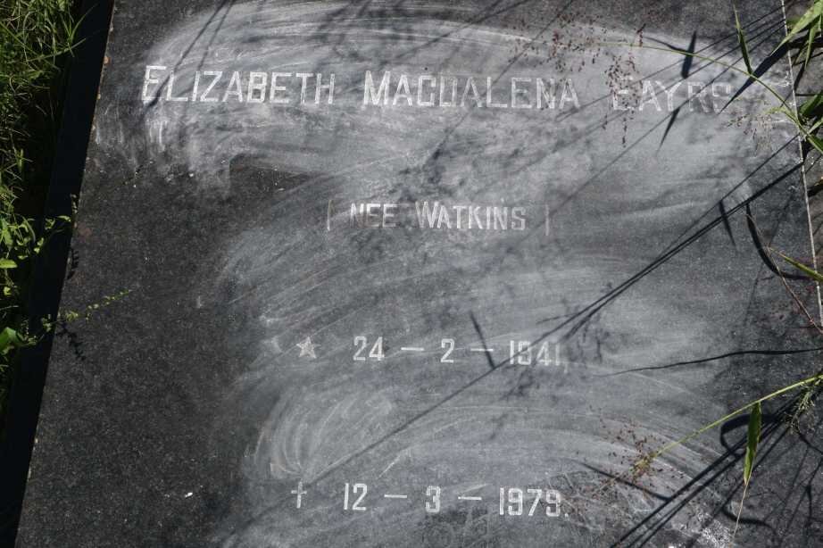 EAYRS Elizabeth Magdalena nee WATKINS 1941-1979