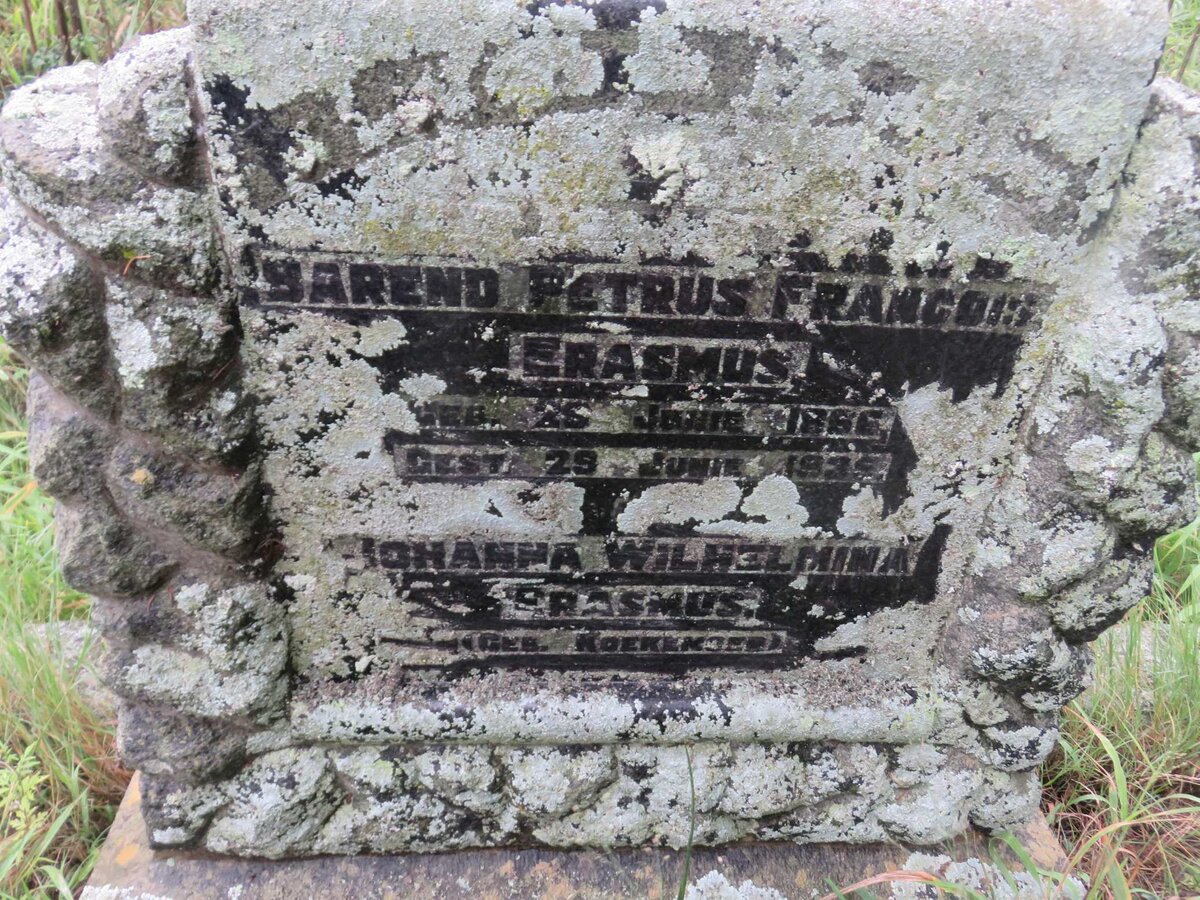 ERASMUS Barend Petrus Francois 1866-193? &amp; Johanna Wilhelmina KOEKEMOER