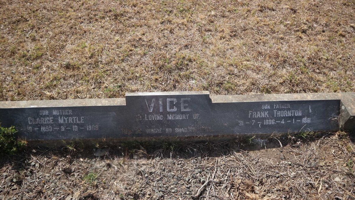 VICE Frank Thornton 1886-1961 &amp; Clarice Myrtle 1893-1969