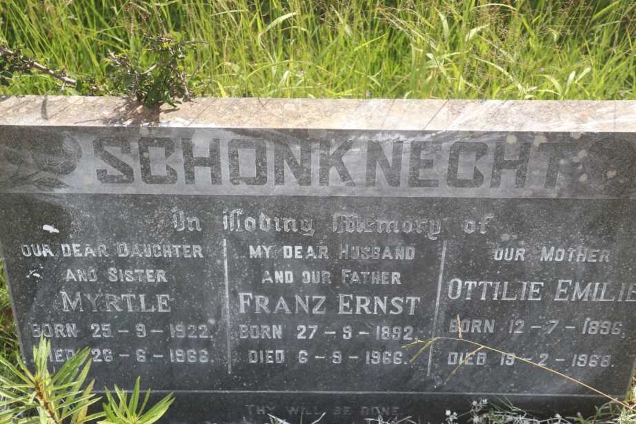 SCHONKNECHT Franz Ernst 1892-1966 &amp; Ottilie Emilie 1896-1968 :: SCHONKNECHT Myrtle 1922-1966
