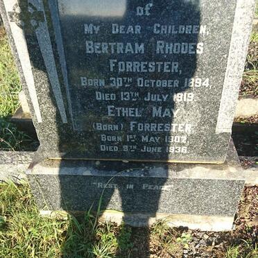 FORRESTER Bertram Rhodes 1894-1919 &amp; Ethel May FORRESTER 1902-1936