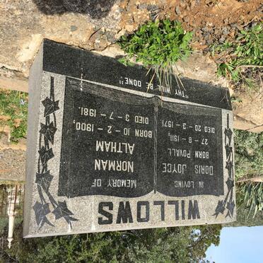 WILLOWS Norman Altham 1900-1981 &amp; Doris Joyce POVALL 1911-1971