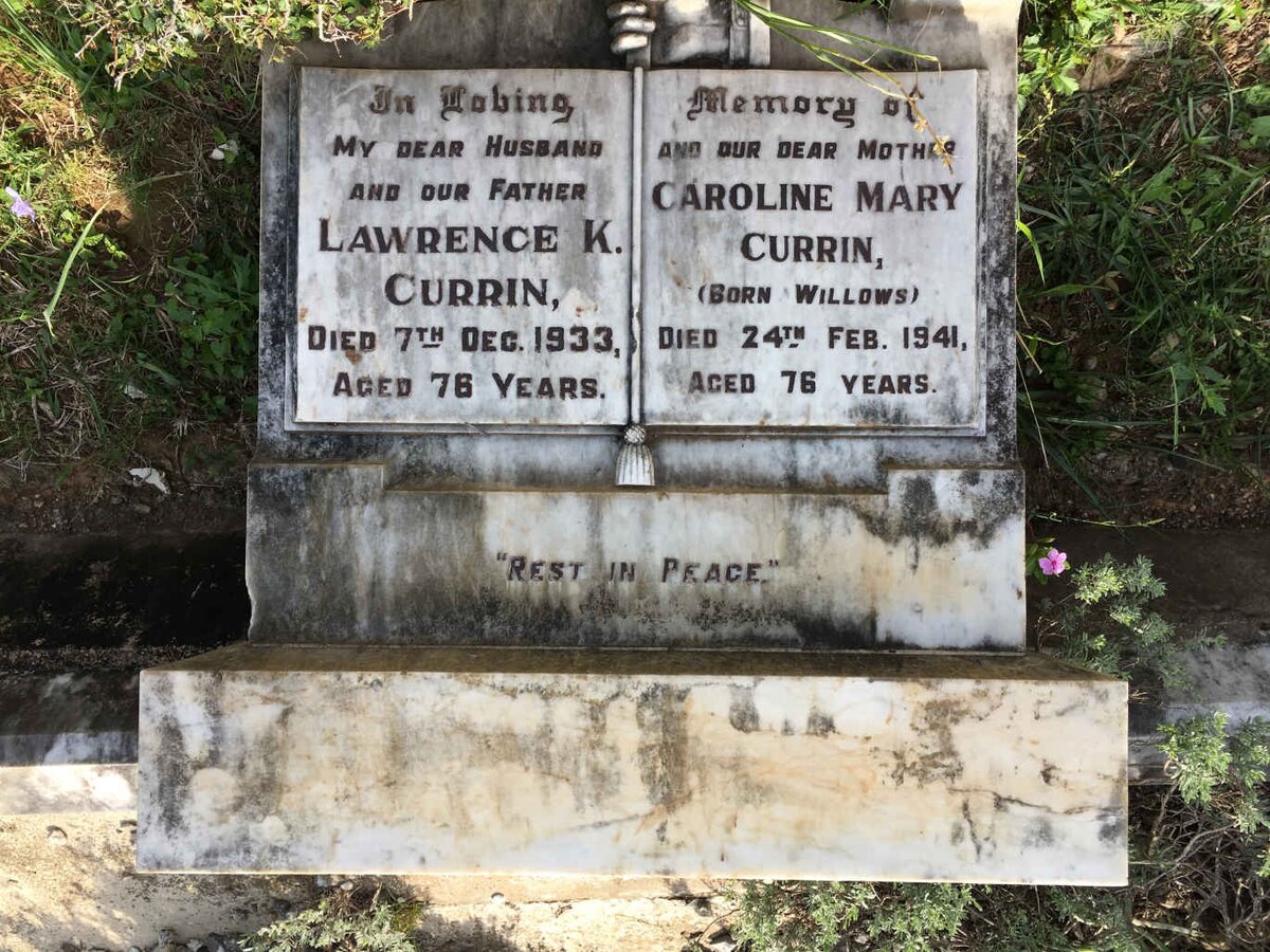 CURRIN Lawrence K. -1933 &amp; Caroline Mary WILLOWS -1941