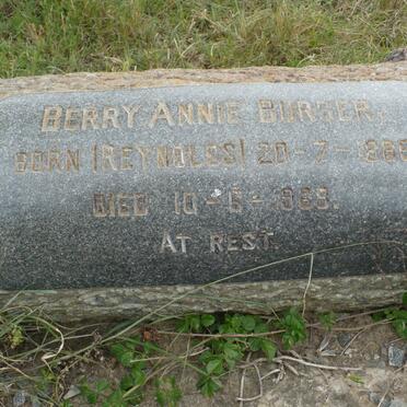 BURGER Berry Annie nee REYNOLDS 1886-1968