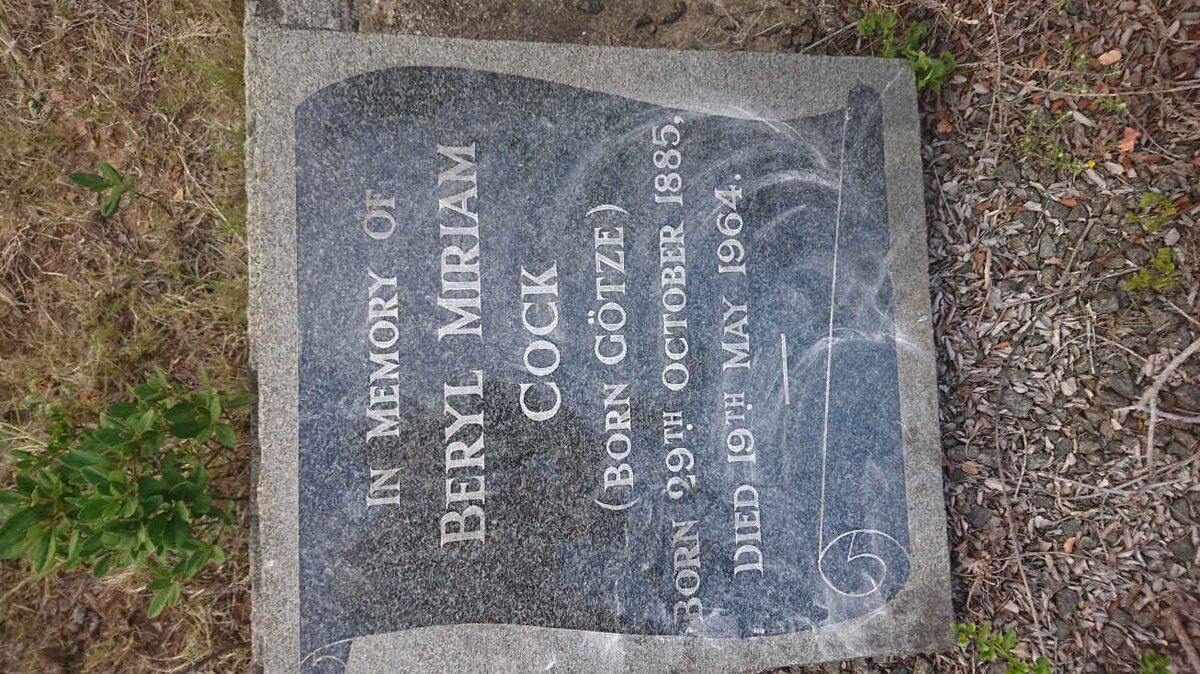COCK Beryl Miriam nee GOTZE 1885-1964