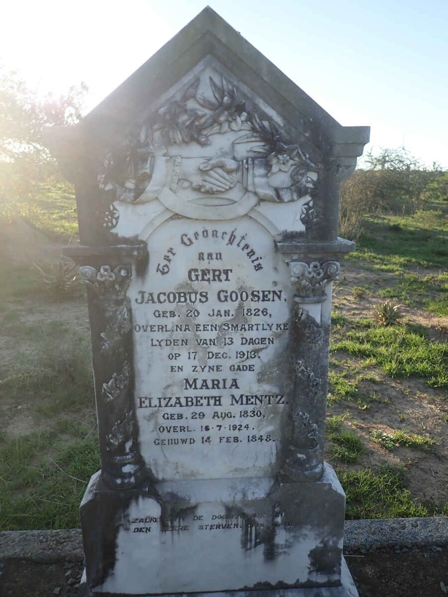 GOOSEN Gert Jacobus 1826-1913 &amp; Maria Elizabeth MENTZ 1830-1924