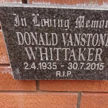 WHITTAKER Donald Vanstone 1935-2015