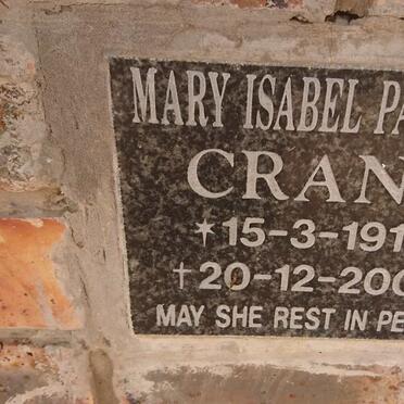 CRANE Mary Isabel Patricia 1910-2002