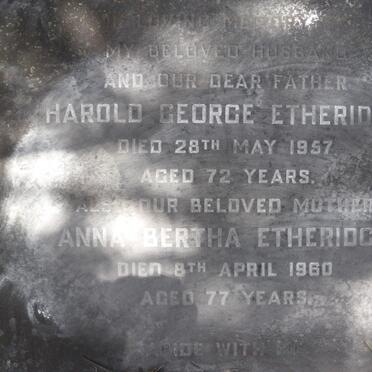 ETHERIDGE Harold George -1957 &amp; Anna Bertha -1960
