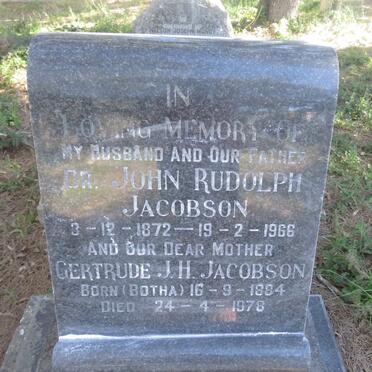 JACOBSON John Rudolph 1872-1966 &amp; Gertrude J.H. BOTHA 1884-1978 :: JACOBSON Jack 1923-2008 :: JACOBSON Kitty 1924-2003