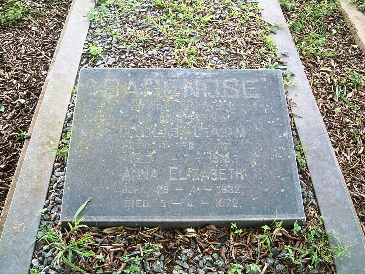 BARENDSE Douglas Graham 1921-1974 :: BARENDSE Anna 1932-1972