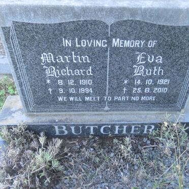 BUTCHER Martin Richard 1910-1994 &amp; Eva Ruth 1921-2010