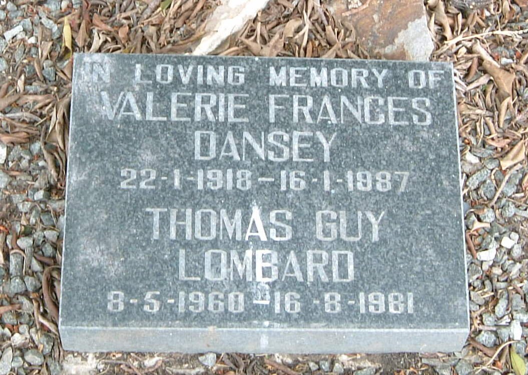 DANSEY Valerie Frances 1918-1987 :: LOMBARD Thomas Guy 1960-1981