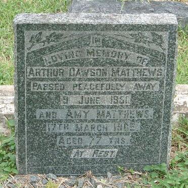 MATTHEWS Arthur Dawson -1951 &amp; Amy -1965