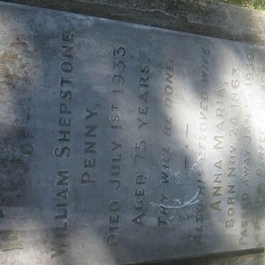 PENNY William Shepstone -1933 &amp; Anna Maria 1863-1939