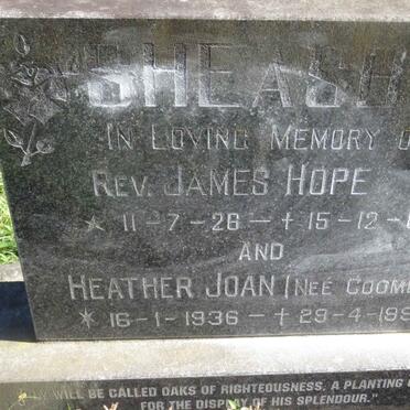 SHEASBY James Hope 1926-1985 &amp; Heather Joan COOMBE 1936-1999