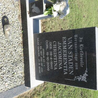 STADEN Jan Johannes, van 1945-2018 &amp; Emmerentia Jacomina Christina 1945-2009