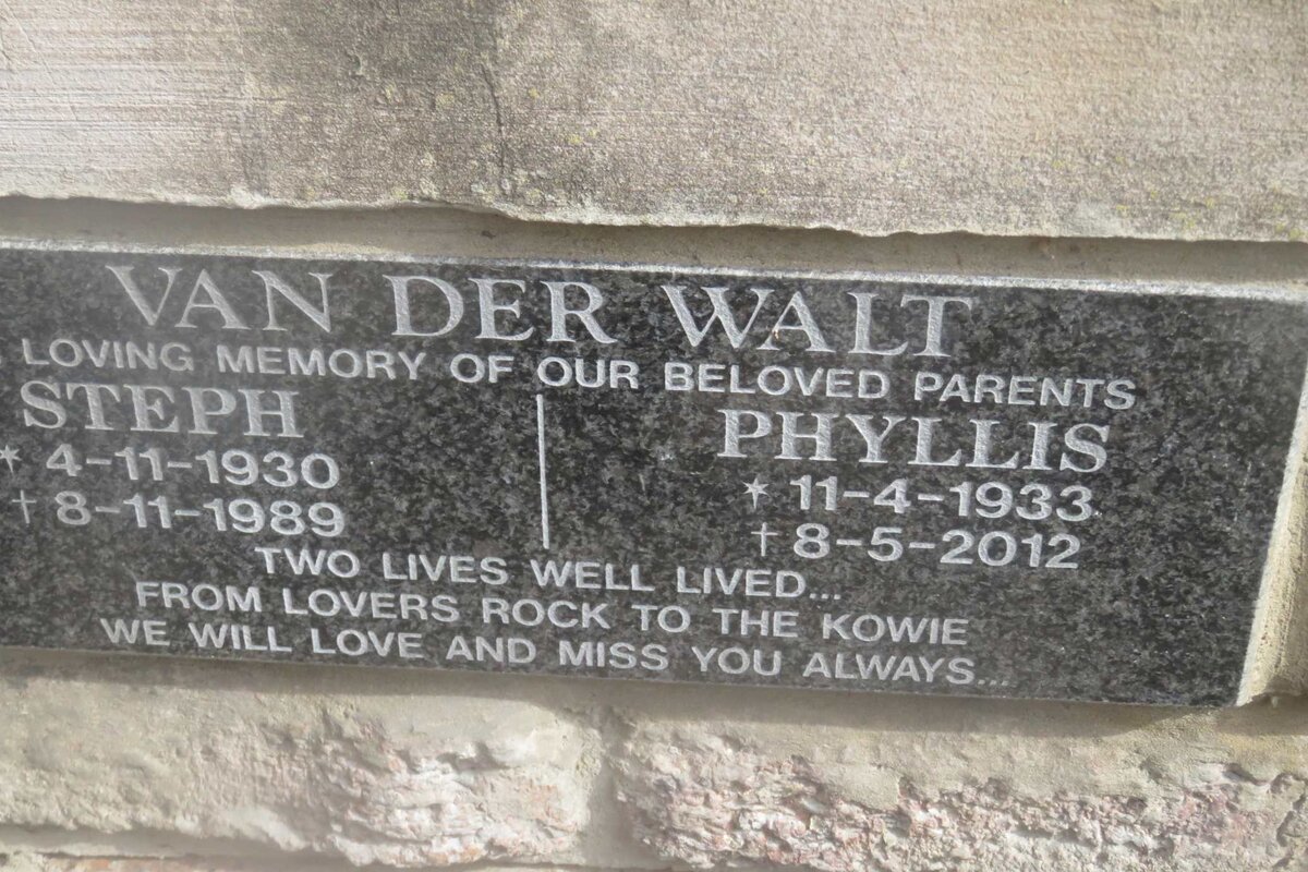 WALT Steph, van der 1930-1989 &amp; Phyllis 1933-2012