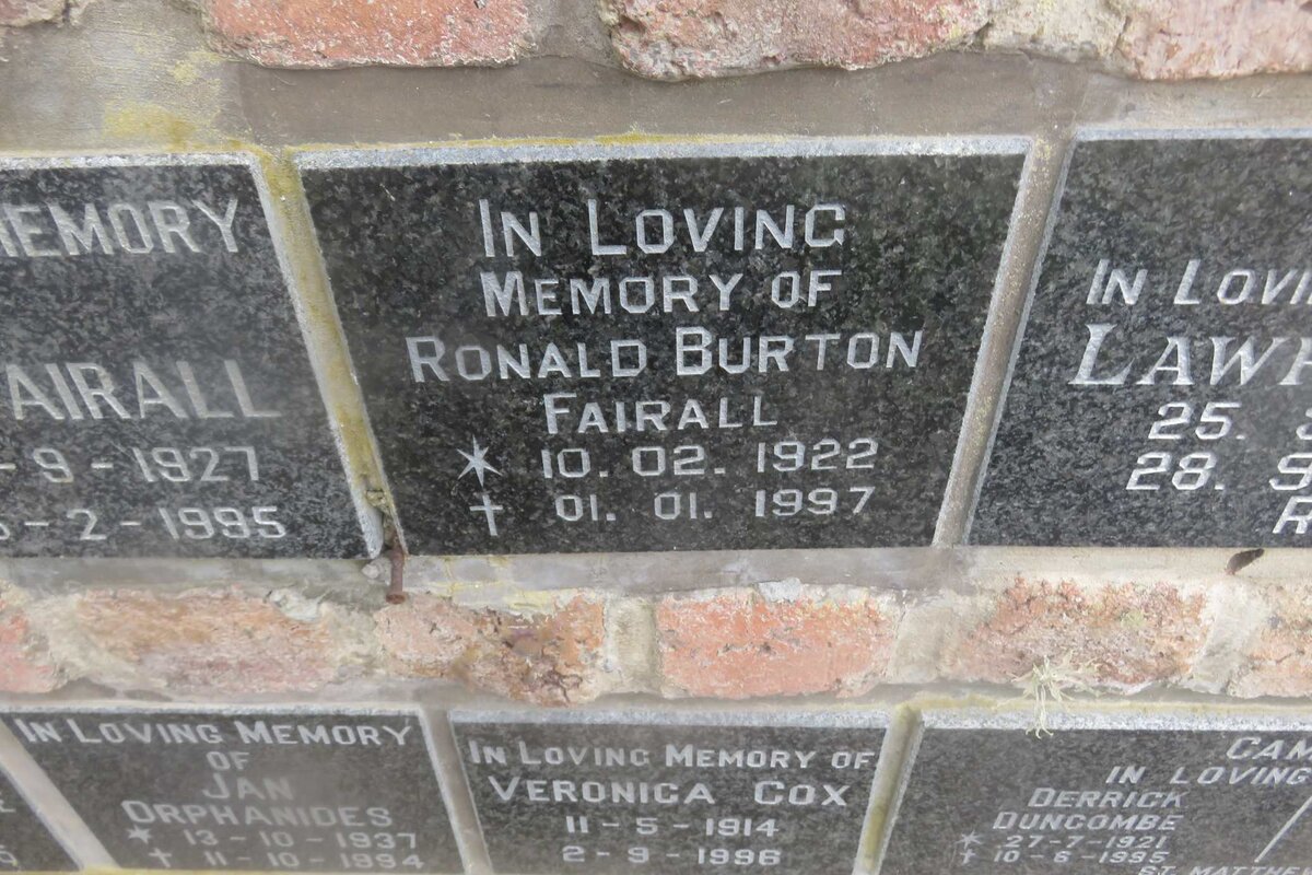 FAIRALL Ronald Burton 1922-1997