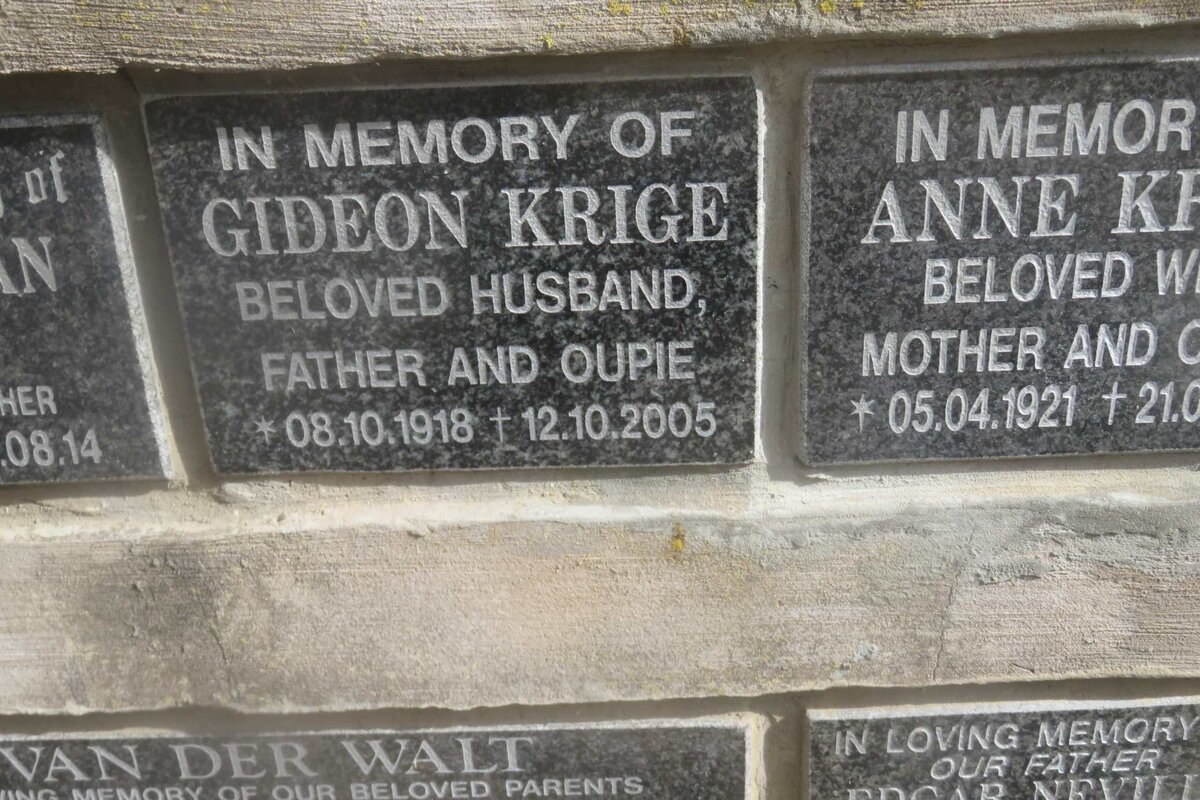 KRIGE Gideon 1918-2005