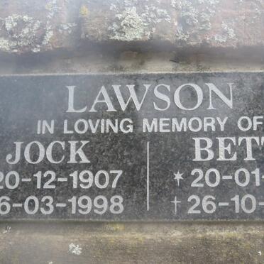 LAWSON Jock 1907-1998 &amp; Betty 1920-2006