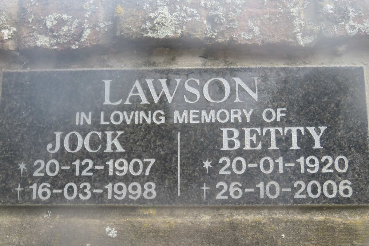 LAWSON Jock 1907-1998 &amp; Betty 1920-2006