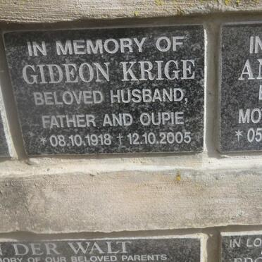 KRIGE Gideon 1918-2005