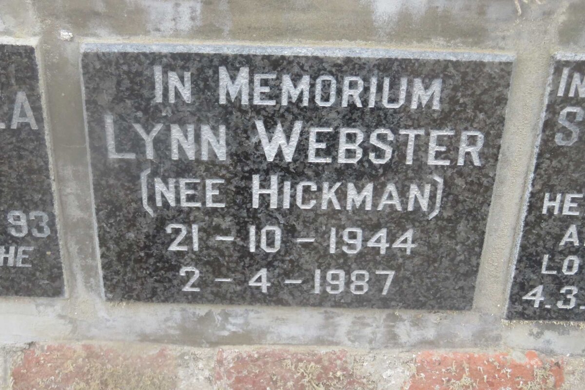 WEBSTER Lynn nee HICKMAN 1944-1987