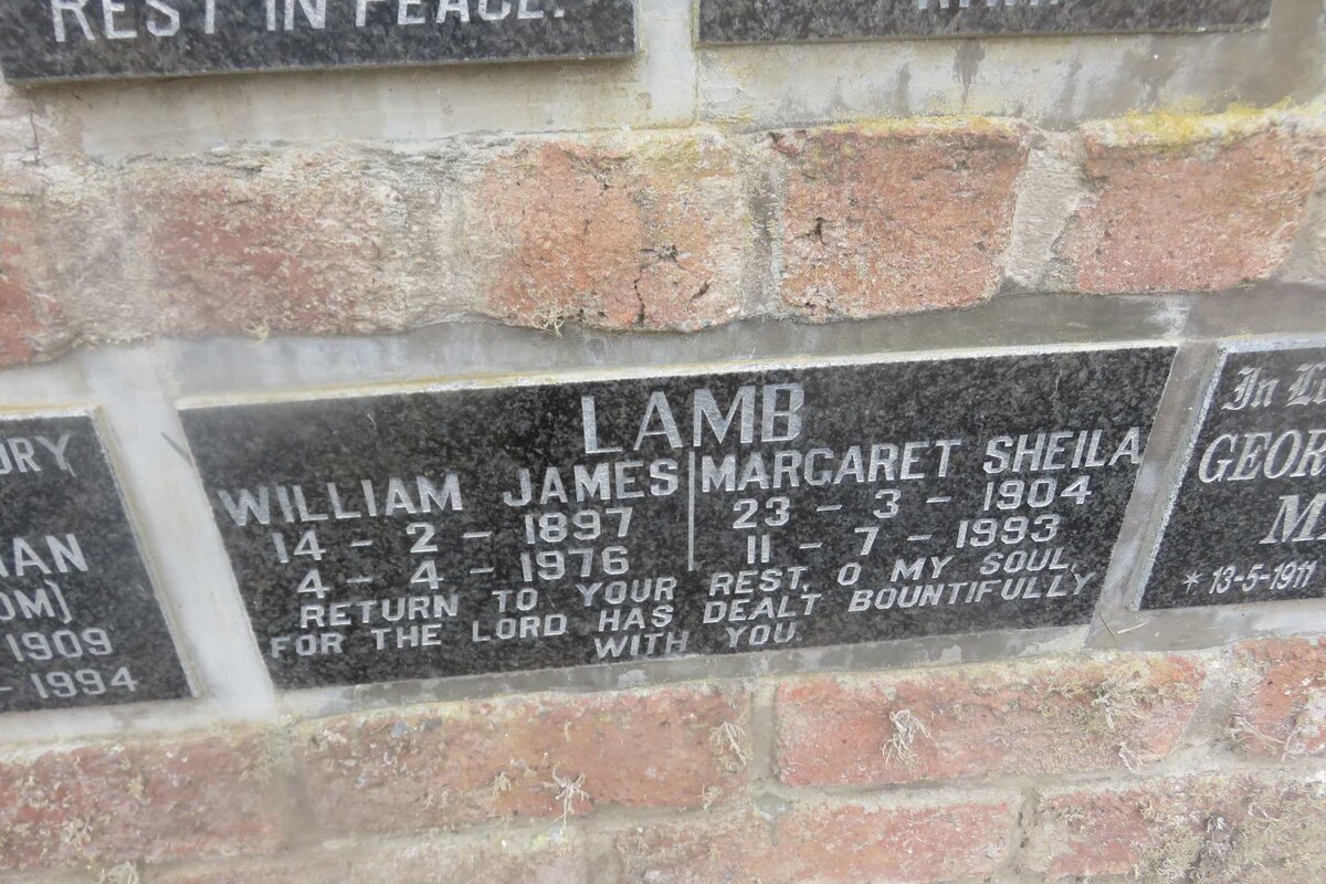 LAMB William James 1897-1976 &amp; Margaret Sheila 1904-1993